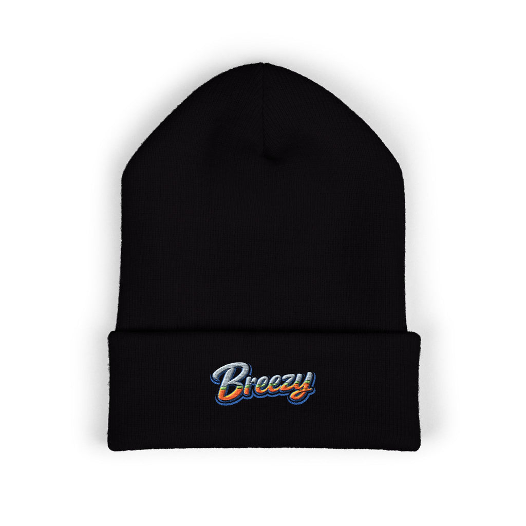 Breezy Embroidered Cuffed Beanie | Minimal Streetwear Essential