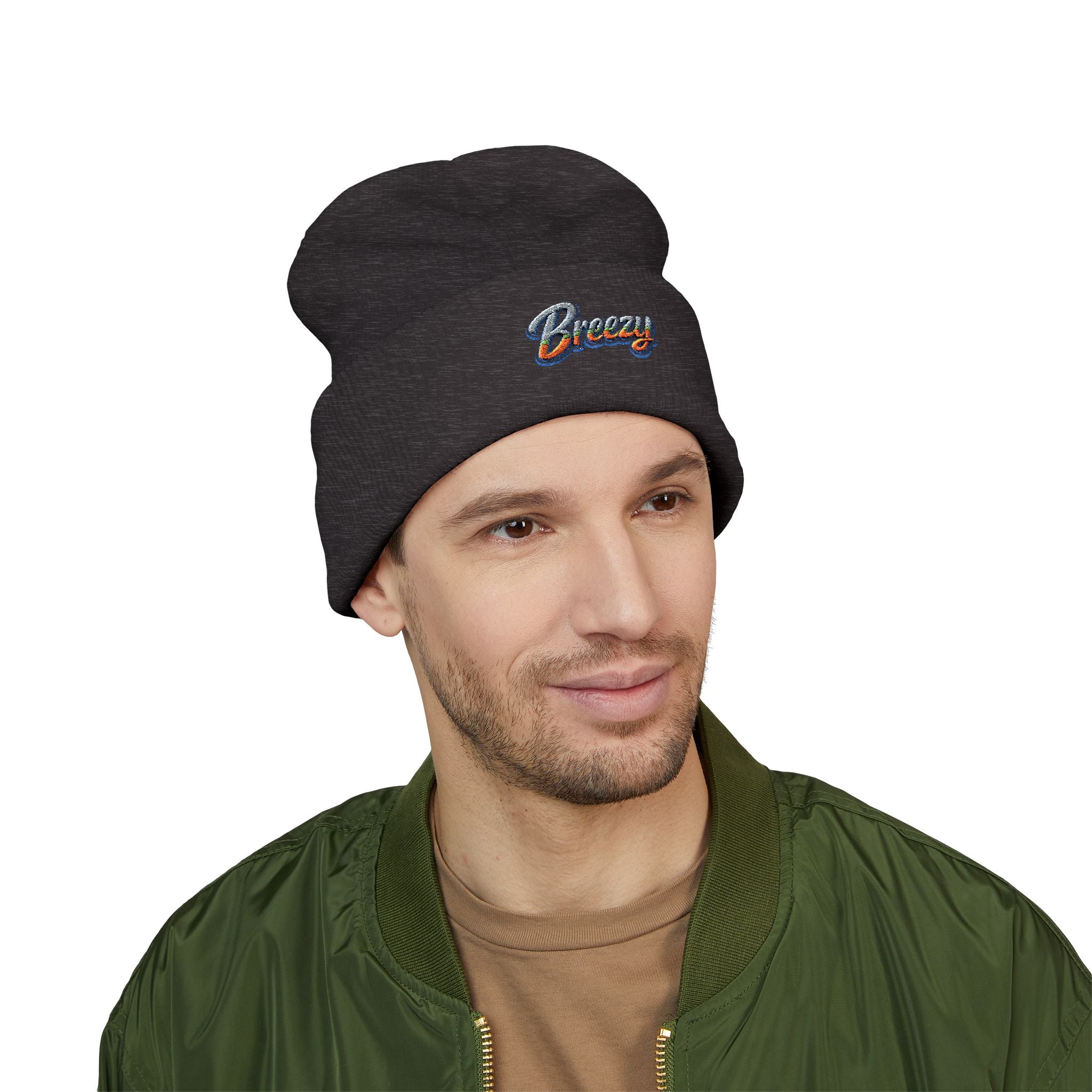 Breezy Embroidered Cuffed Beanie | Minimal Streetwear Essential